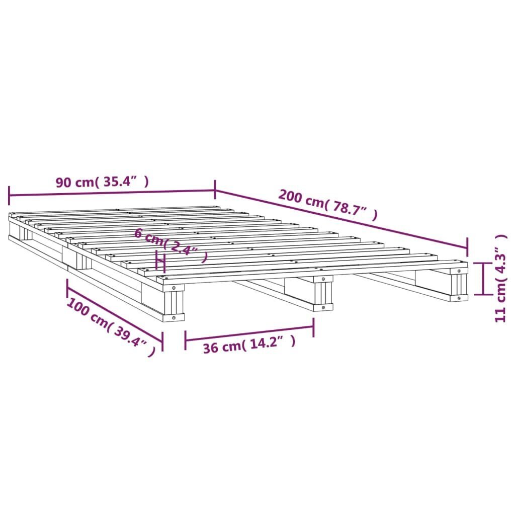 vidaXL lavasänky 90x200 cm täysi mänty hinta ja tiedot | Sängyt | hobbyhall.fi