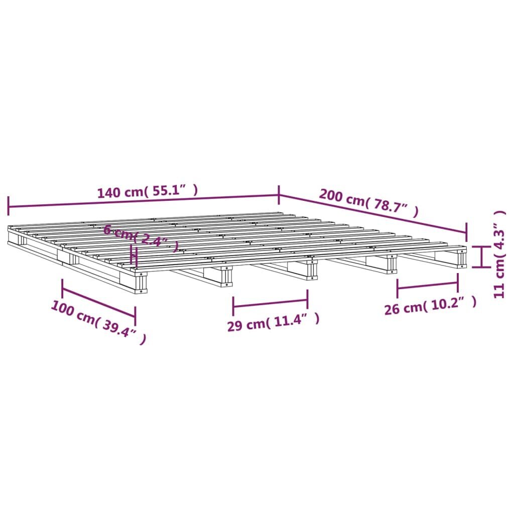 vidaXL Lavasänky 140x200 cm täysi mänty hinta ja tiedot | Sängyt | hobbyhall.fi