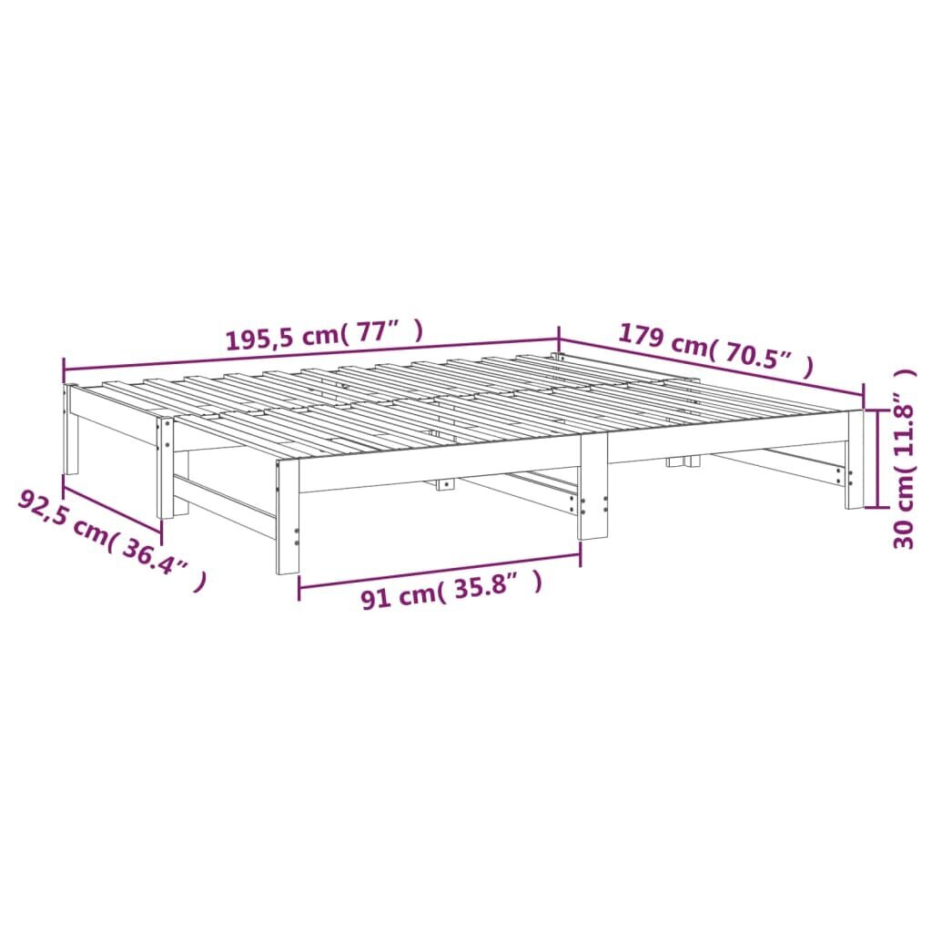 vidaXL Sohvasänky ulosvedettävä hunajanrusk. 2x(90x190) cm täysi mänty hinta ja tiedot | Sängyt | hobbyhall.fi