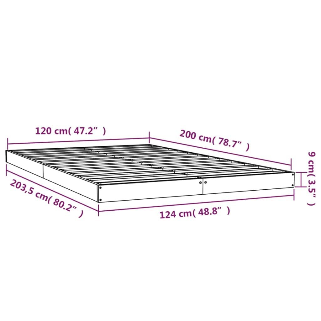 vidaXL Sängynrunko valkoinen 120x200 cm täysi mänty hinta ja tiedot | Sängyt | hobbyhall.fi