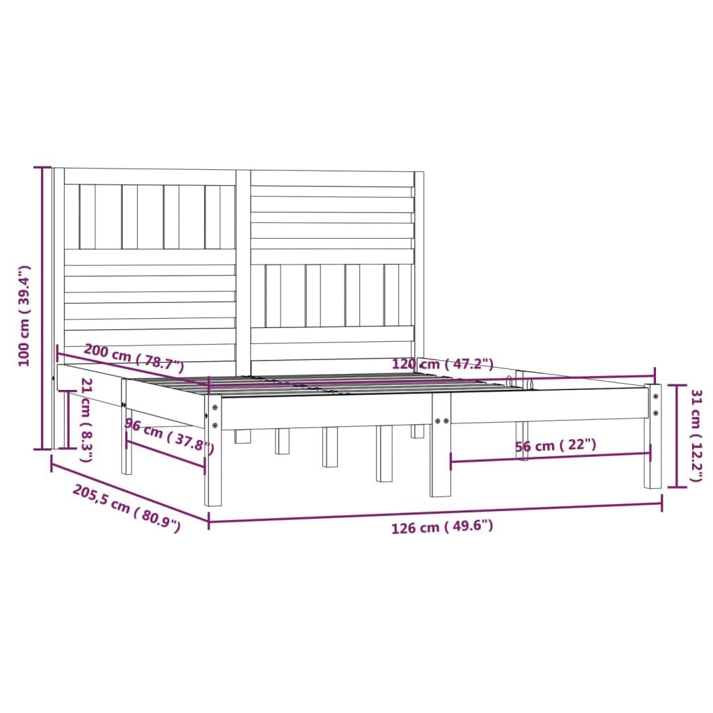 vidaXL Sängynrunko täysi mänty 120x200 cm hinta ja tiedot | Sängyt | hobbyhall.fi