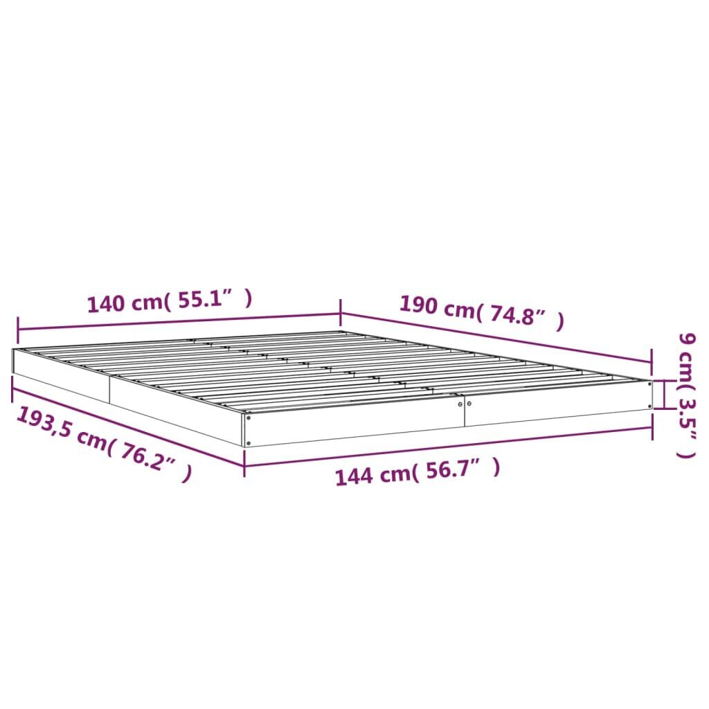 vidaXL Sängynrunko 140x190 cm täysi mänty hinta ja tiedot | Sängyt | hobbyhall.fi