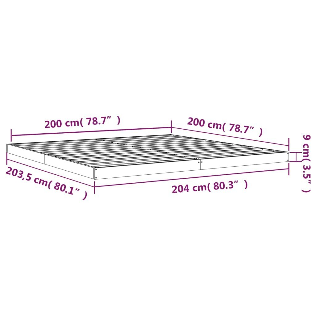 vidaXL Sängynrunko valkoinen 200x200 cm täysi mänty hinta ja tiedot | Sängyt | hobbyhall.fi