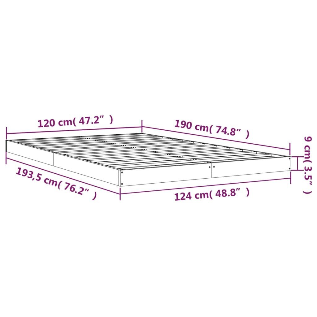 vidaXL Sängynrunko 120x190 cm Small Double täysi mänty hinta ja tiedot | Sängyt | hobbyhall.fi