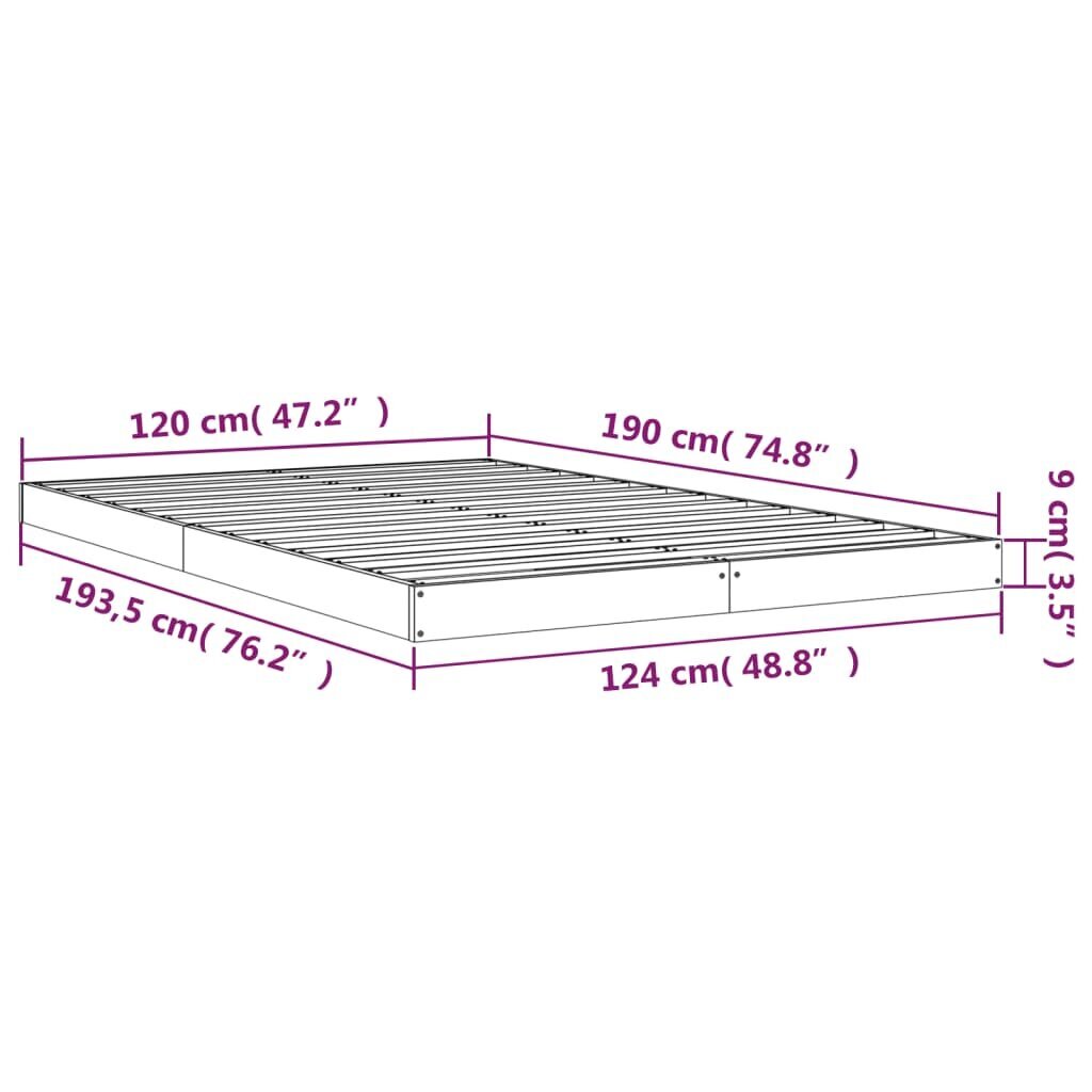 vidaXL Sängynrunko valkoinen 120x190 cm Small Double täysi mänty hinta ja tiedot | Sängyt | hobbyhall.fi