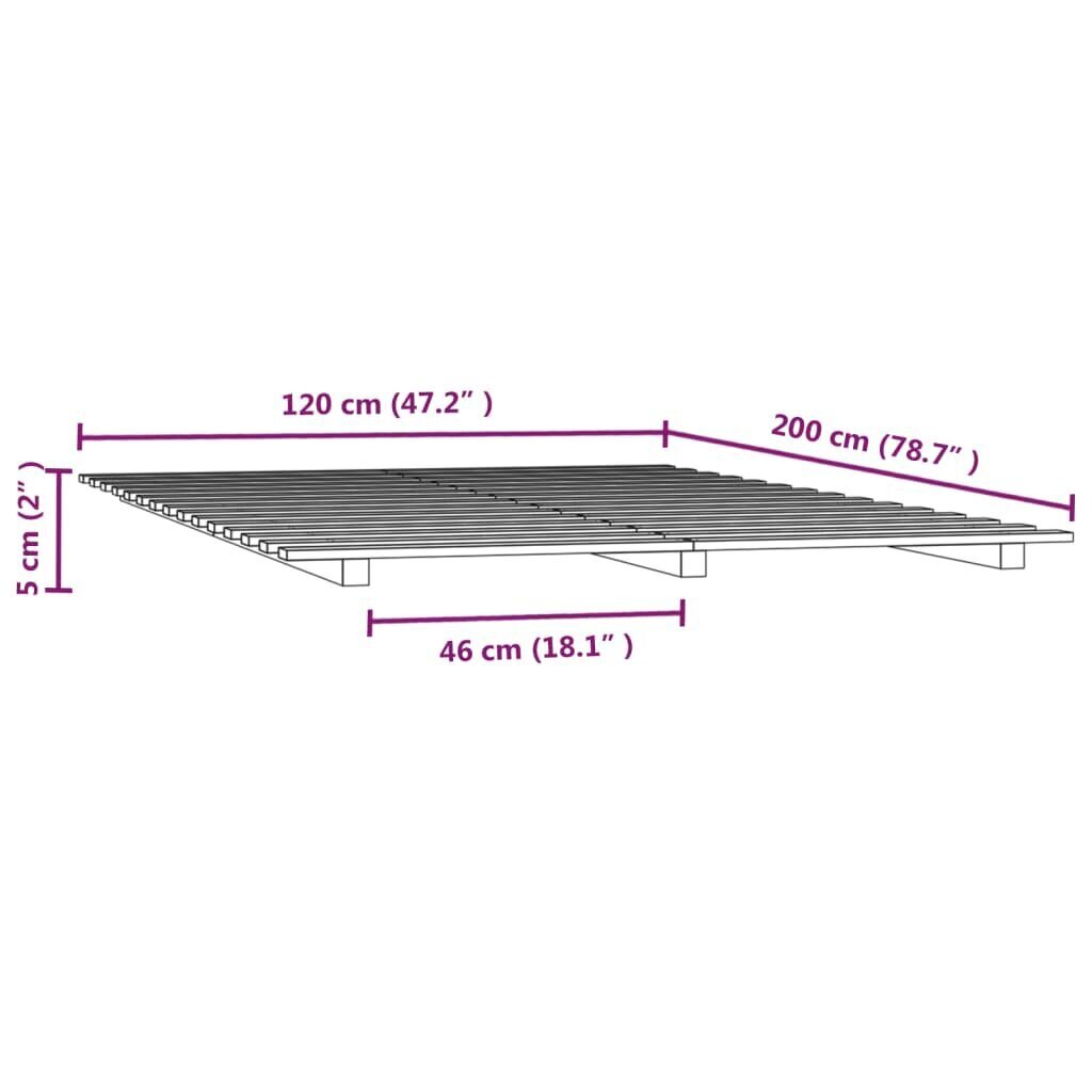 vidaXL Sängynrunko musta 120x200 cm täysi mänty hinta ja tiedot | Sängyt | hobbyhall.fi