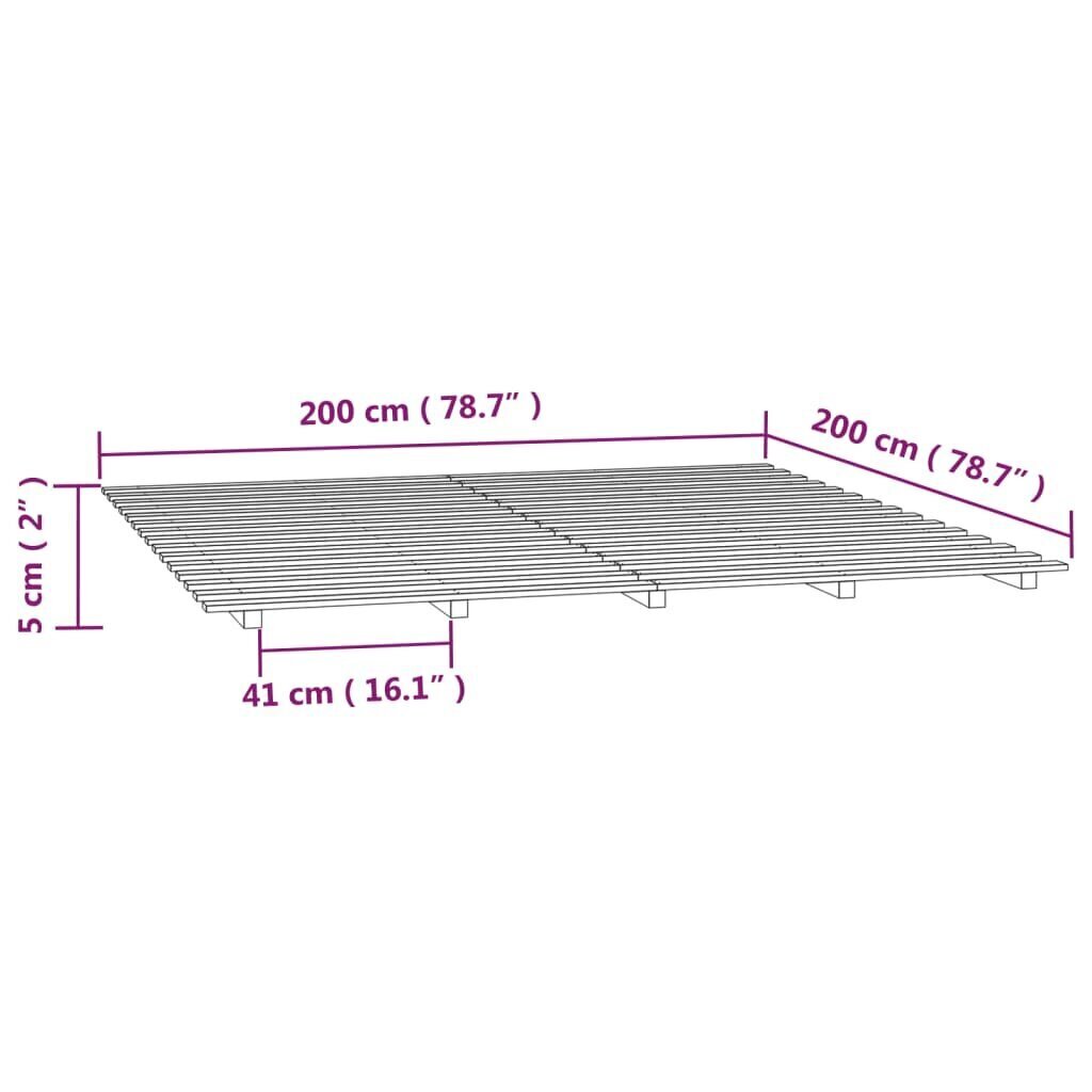 vidaXL Sängynrunko valkoinen 200x200 cm täysi mänty hinta ja tiedot | Sängyt | hobbyhall.fi