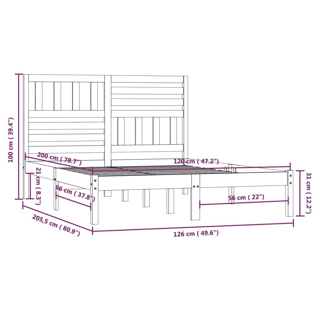 vidaXL Sängynrunko musta täysi mänty 120x200 cm hinta ja tiedot | Sängyt | hobbyhall.fi