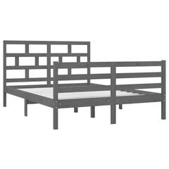 vidaXL Sängynrunko harmaa täysi puu 135x190 cm 4FT6 Double hinta ja tiedot | Sängyt | hobbyhall.fi