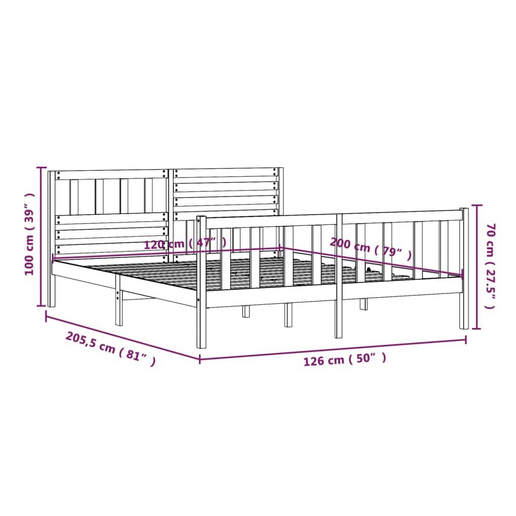 vidaXL Sängynrunko täysi puu 120x200 cm hinta ja tiedot | Sängyt | hobbyhall.fi