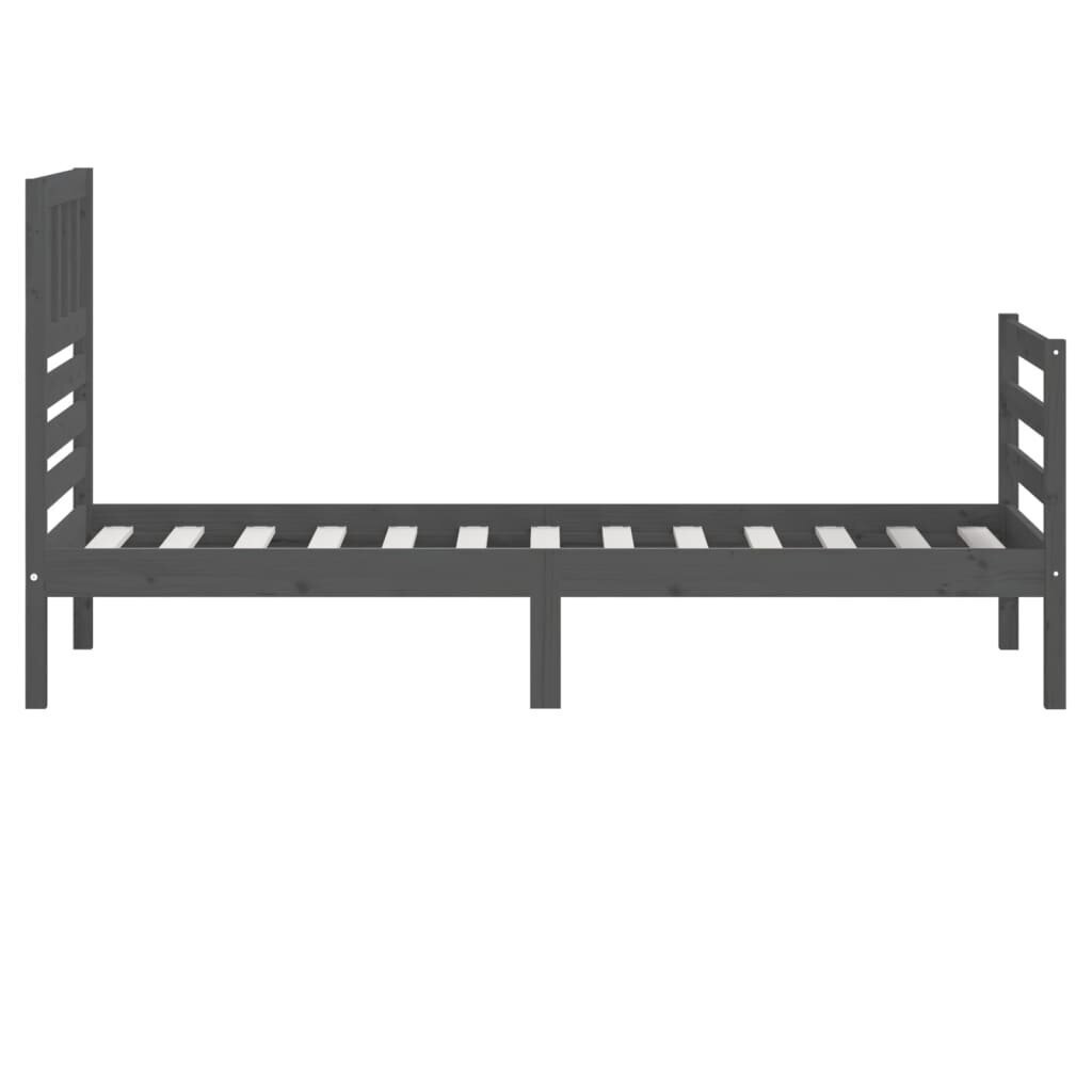 vidaXL Sängynrunko harmaa täysi puu 90x200 cm hinta ja tiedot | Sängyt | hobbyhall.fi