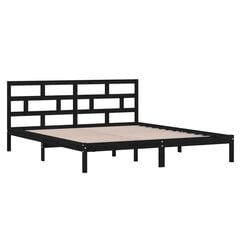 vidaXL Sängynrunko musta täysi puu 135x190 cm 4FT6 Double hinta ja tiedot | Sängyt | hobbyhall.fi