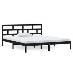 vidaXL Sängynrunko musta täysi puu 135x190 cm 4FT6 Double hinta ja tiedot | Sängyt | hobbyhall.fi