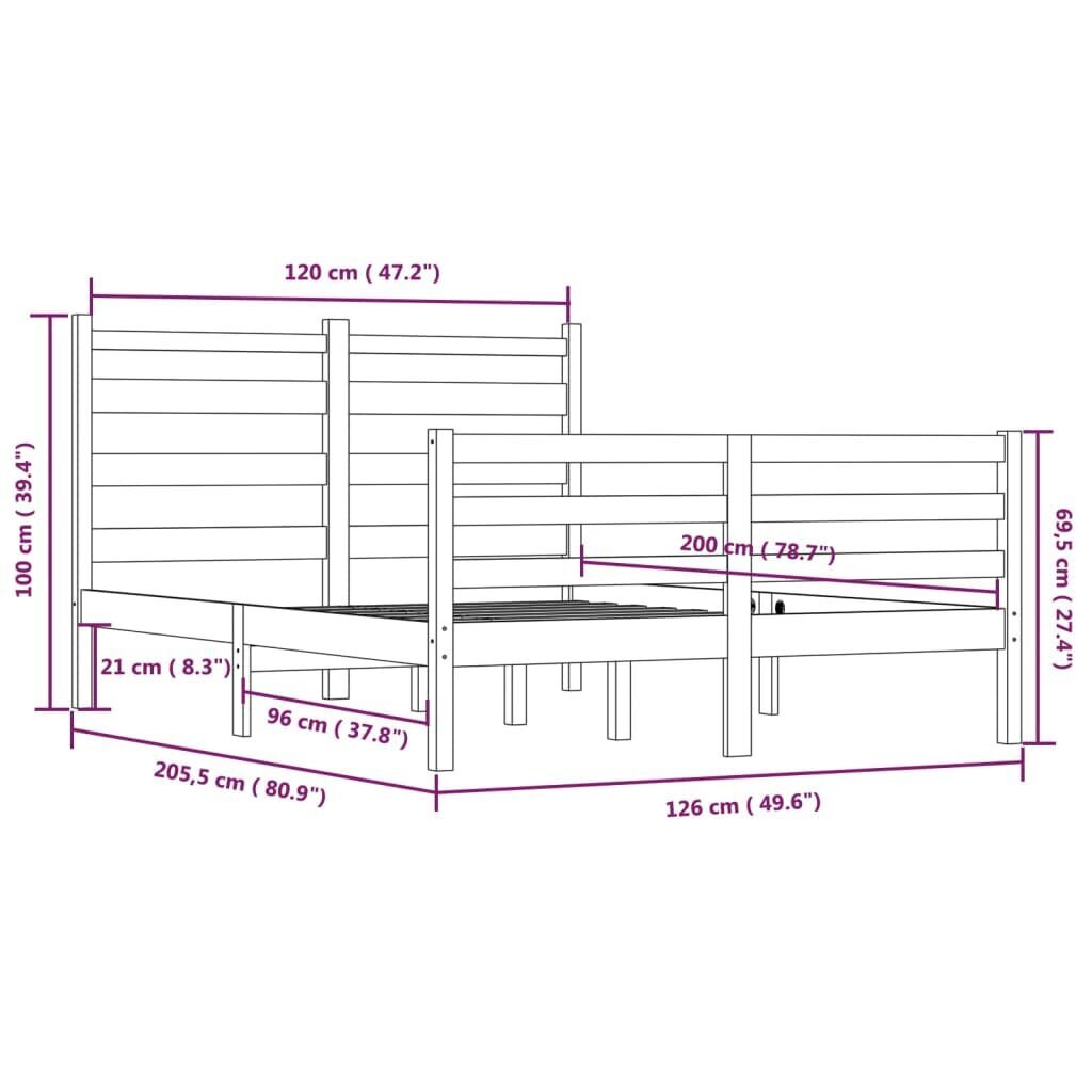 vidaXL Sängynrunko täysi mänty 120x200 cm hinta ja tiedot | Sängyt | hobbyhall.fi