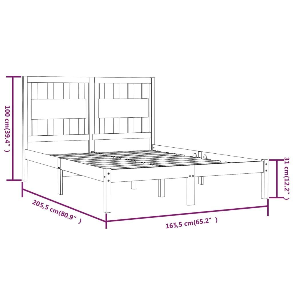 vidaXL Sängynrunko valkoinen täysi mänty 160x200 cm hinta ja tiedot | Sängyt | hobbyhall.fi