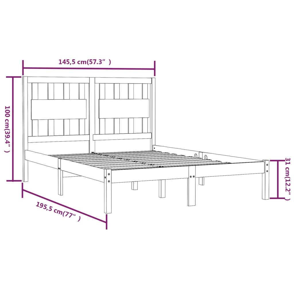 vidaXL Sängynrunko täysi mänty 140x190 cm hinta ja tiedot | Sängyt | hobbyhall.fi