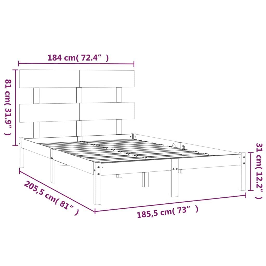 vidaXL Sängynrunko musta täysi puu 180x200 cm 6FT Super King hinta ja tiedot | Sängyt | hobbyhall.fi