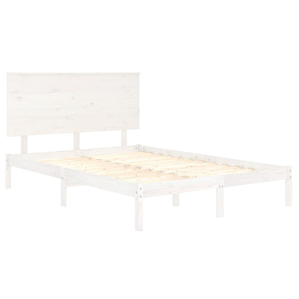 vidaXL Sängynrunko valkoinen täysi puu 135x190 cm 4FT6 Double hinta ja tiedot | Sängyt | hobbyhall.fi