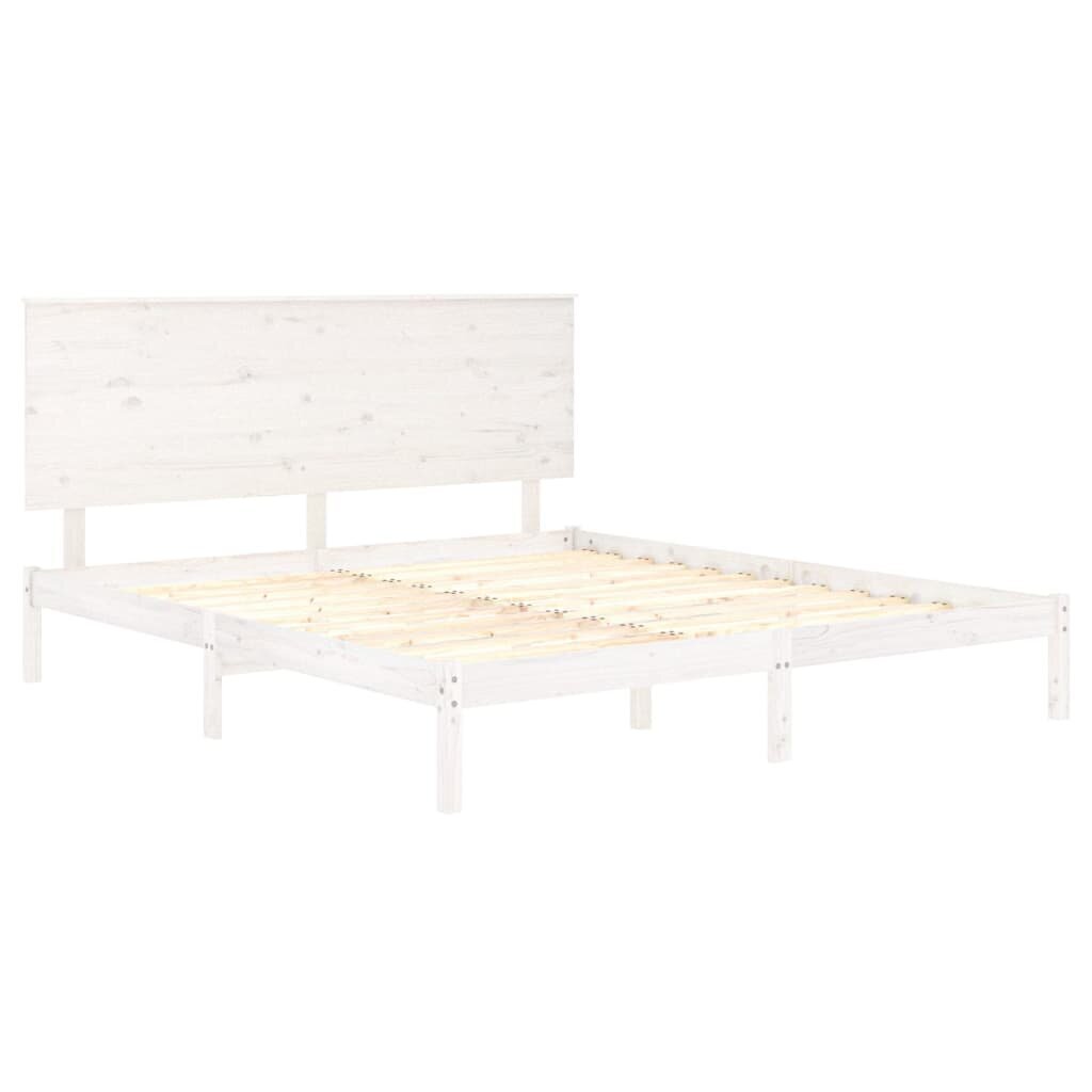 vidaXL Sängynrunko valkoinen täysi puu 150x200 cm 5FT King Size hinta ja tiedot | Sängyt | hobbyhall.fi