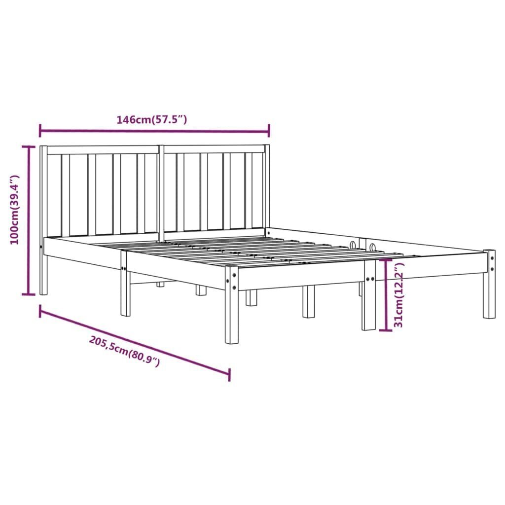 vidaXL Sängynrunko musta täysi mänty 140x190 cm hinta ja tiedot | Sängyt | hobbyhall.fi