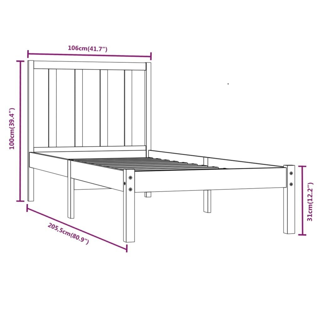 vidaXL Sängynrunko täysi mänty 100x200 cm hinta ja tiedot | Sängyt | hobbyhall.fi