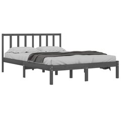 vidaXL Sängynrunko harmaa täysi mänty 150x200 cm 5FT King Size hinta ja tiedot | Sängyt | hobbyhall.fi