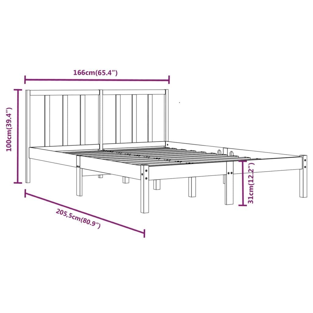 vidaXL Sängynrunko valkoinen täysi mänty 160x200 cm hinta ja tiedot | Sängyt | hobbyhall.fi