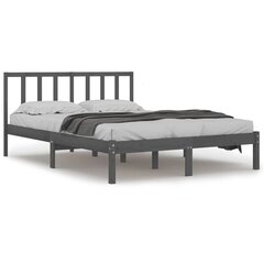 vidaXL Sängynrunko harmaa täysi mänty 135x190 cm 4FT6 Double hinta ja tiedot | Sängyt | hobbyhall.fi