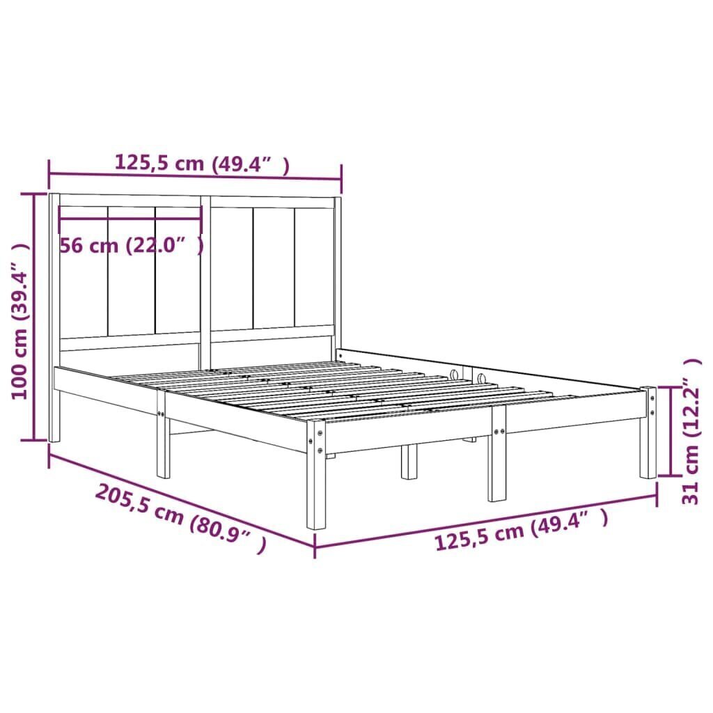 vidaXL Sängynrunko musta täysi mänty 120x200 cm hinta ja tiedot | Sängyt | hobbyhall.fi