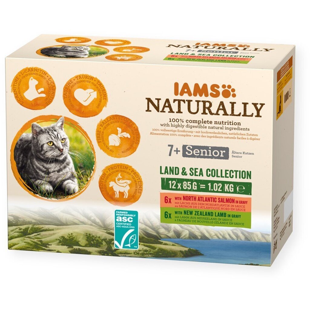 IAMS Naturally vanhemmille kissoille, 12x85 g hinta ja tiedot | Kissanruoka | hobbyhall.fi