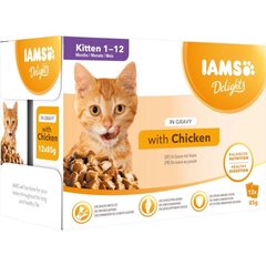IAMS Delights täysravinto kissanpennuille, kanaa, 12x85 g hinta ja tiedot | Kissanruoka | hobbyhall.fi