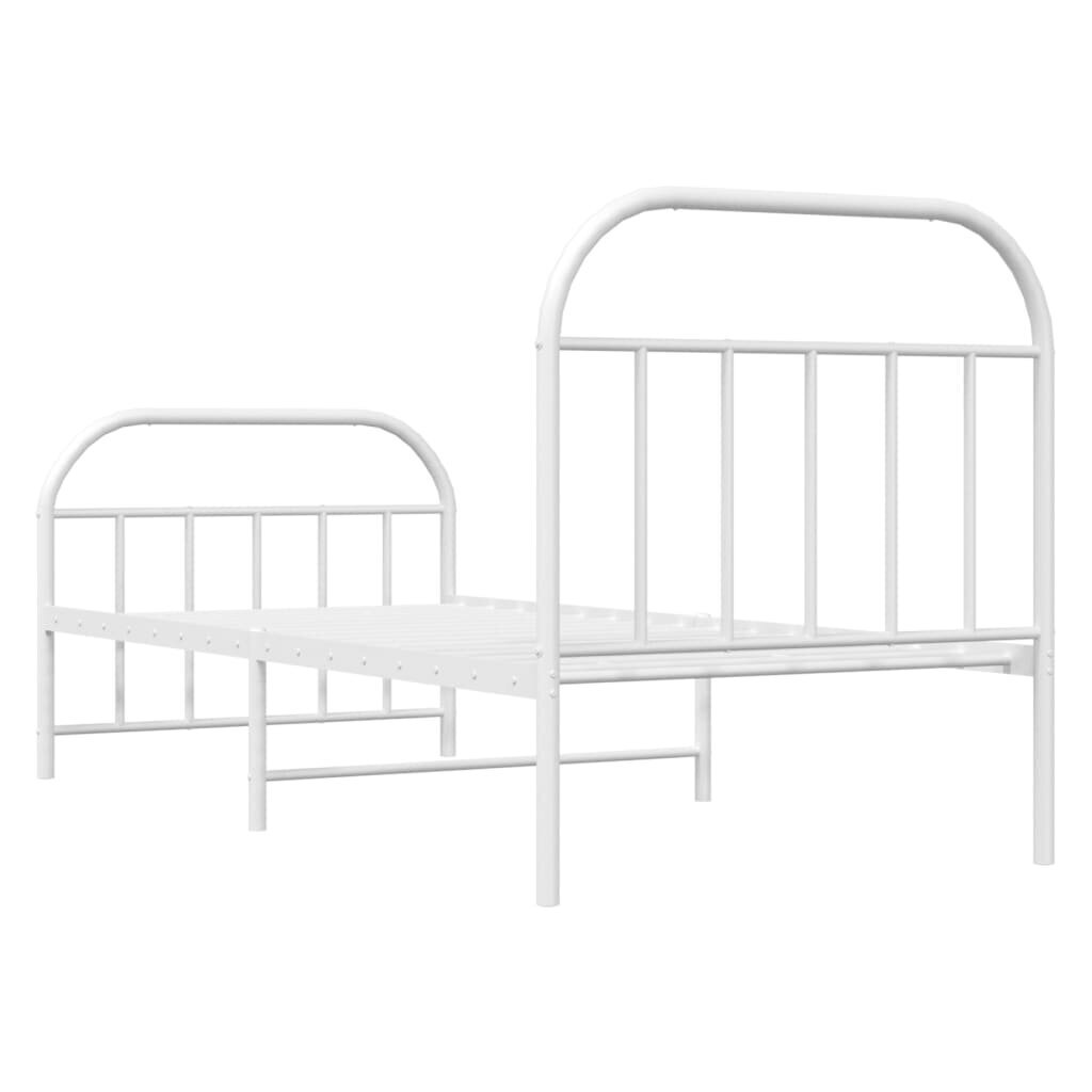 vidaXL Metallinen sängynrunko päädyillä valkoinen 90x190 cm hinta ja tiedot | Sängyt | hobbyhall.fi