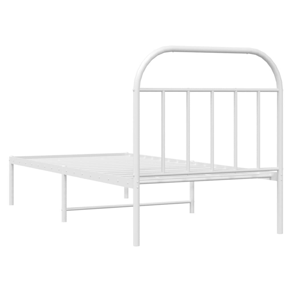 vidaXL Metallinen sängynrunko päädyllä valkoinen 90x200 cm hinta ja tiedot | Sängyt | hobbyhall.fi