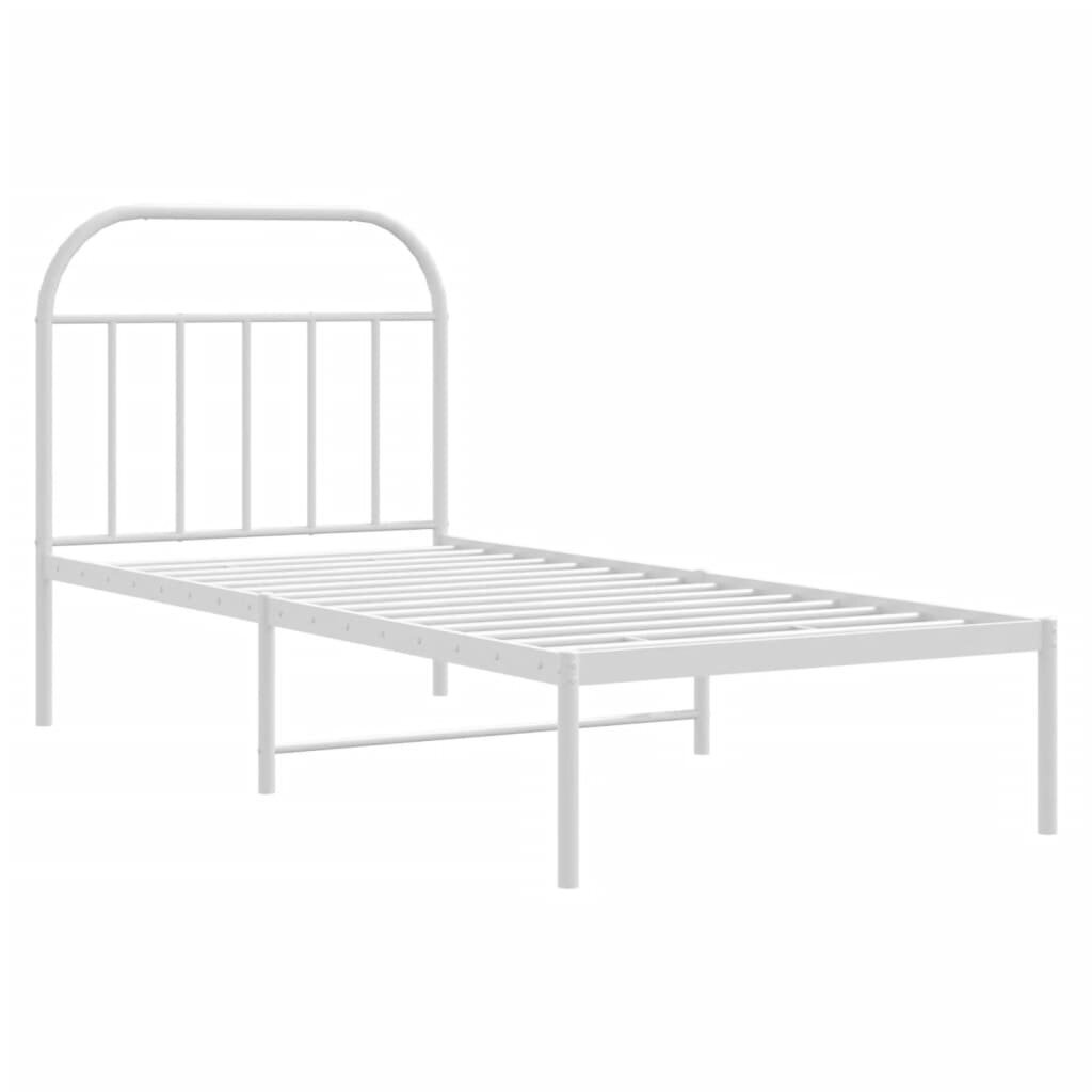 vidaXL Metallinen sängynrunko päädyllä valkoinen 90x200 cm hinta ja tiedot | Sängyt | hobbyhall.fi