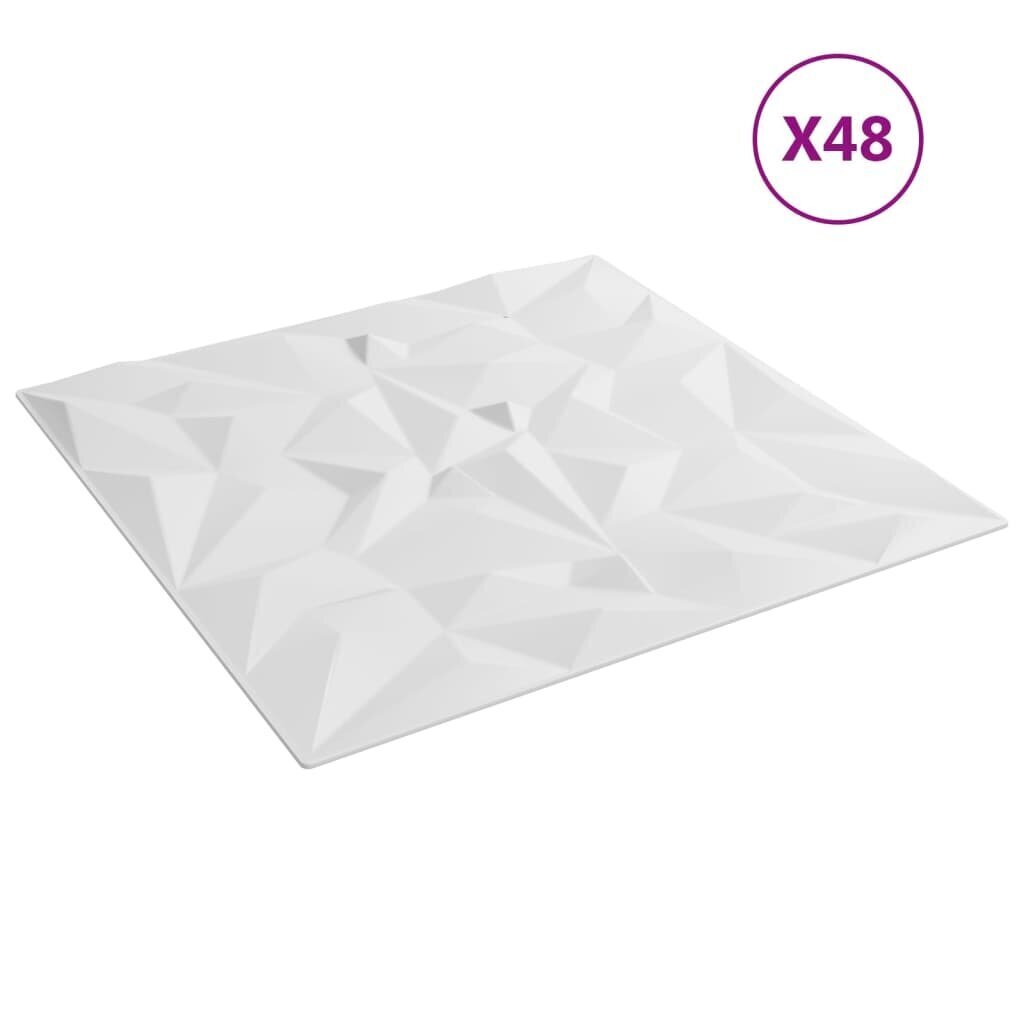 vidaXL Seinäpaneelit 48 kpl valkoinen 50x50 cm EPS 12 m² ametisti hinta ja tiedot | Sisustuspaneelit | hobbyhall.fi