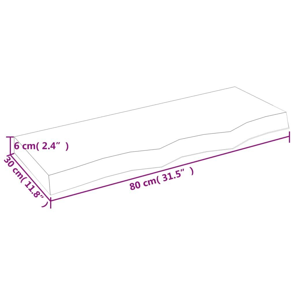 vidaXL Seinähylly 80x30x(2-6) cm käsittelemätön täysi tammi hinta ja tiedot | Hyllyt | hobbyhall.fi