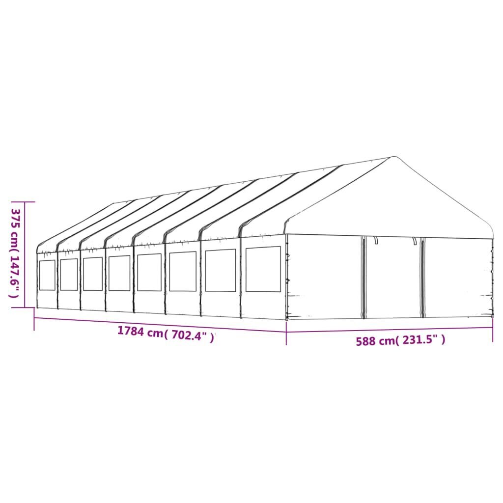 vidaXL Huvimaja katolla valkoinen 17,84x5,88x3,75 m polyeteeni hinta ja tiedot | Puutarhapaviljongit | hobbyhall.fi
