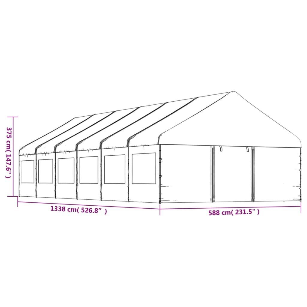 vidaXL Huvimaja katolla valkoinen 13,38x5,88x3,75 m polyeteeni hinta ja tiedot | Puutarhapaviljongit | hobbyhall.fi