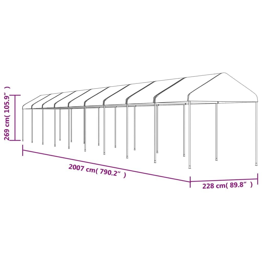 vidaXL Huvimaja katolla valkoinen 20,07x2,28x2,69 m polyeteeni hinta ja tiedot | Puutarhapaviljongit | hobbyhall.fi