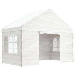 vidaXL Huvimaja katolla valkoinen 4,08x2,23x3,22 m polyeteeni hinta ja tiedot | Puutarhapaviljongit | hobbyhall.fi