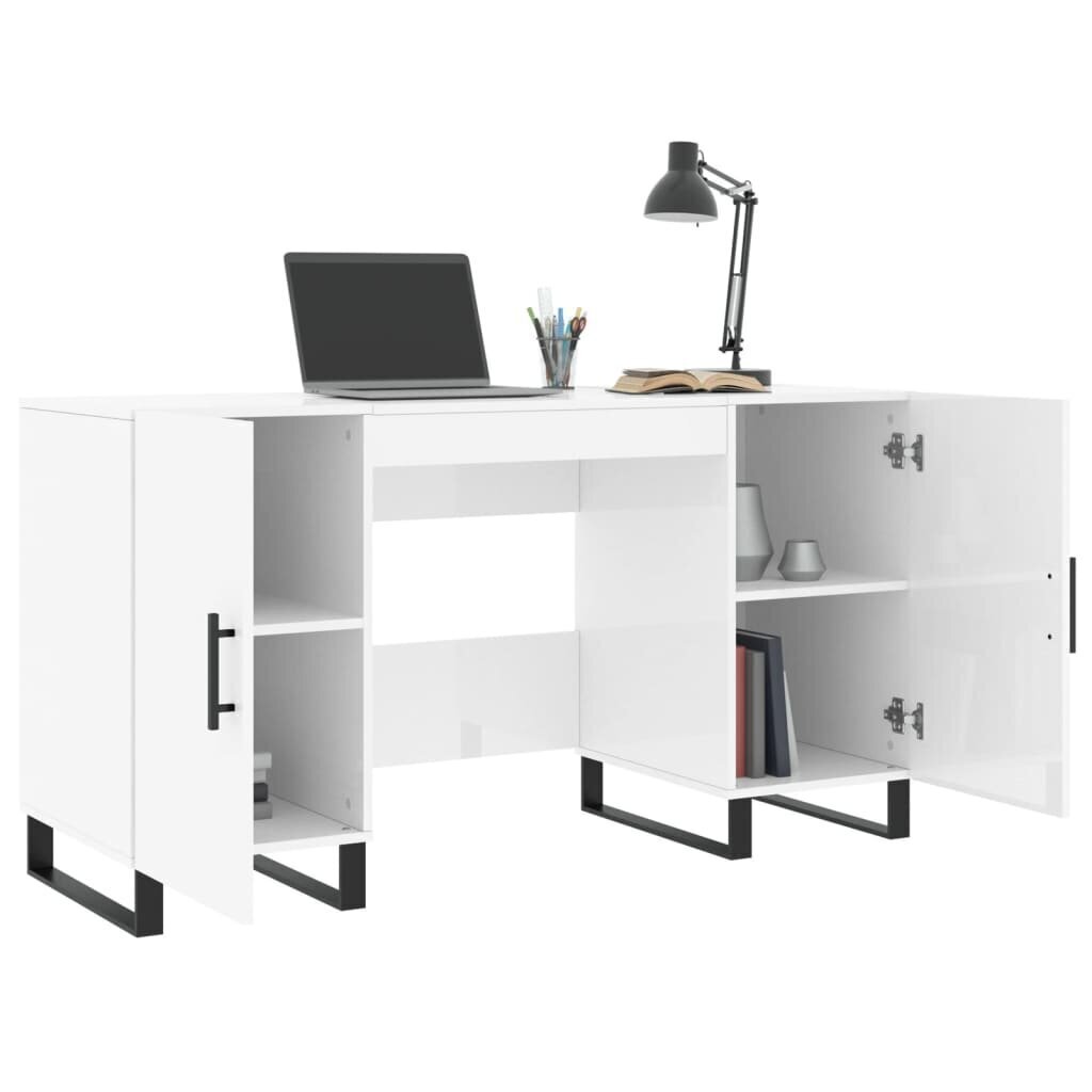 vidaXL Työpöytä korkeakiilto valkoinen 140x50x75 cm tekninen puu hinta ja tiedot | Tietokonepöydät ja työpöydät | hobbyhall.fi