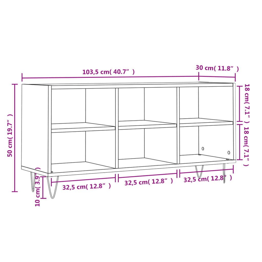 vidaXL TV-taso musta 103,5x30x50 cm tekninen puu hinta ja tiedot | TV-tasot | hobbyhall.fi