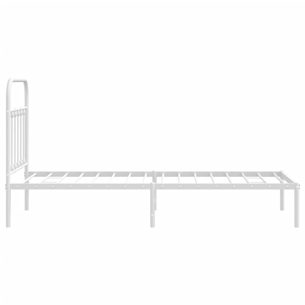 vidaXL Metallinen sängynrunko päädyllä valkoinen 90x190 cm hinta ja tiedot | Sängyt | hobbyhall.fi