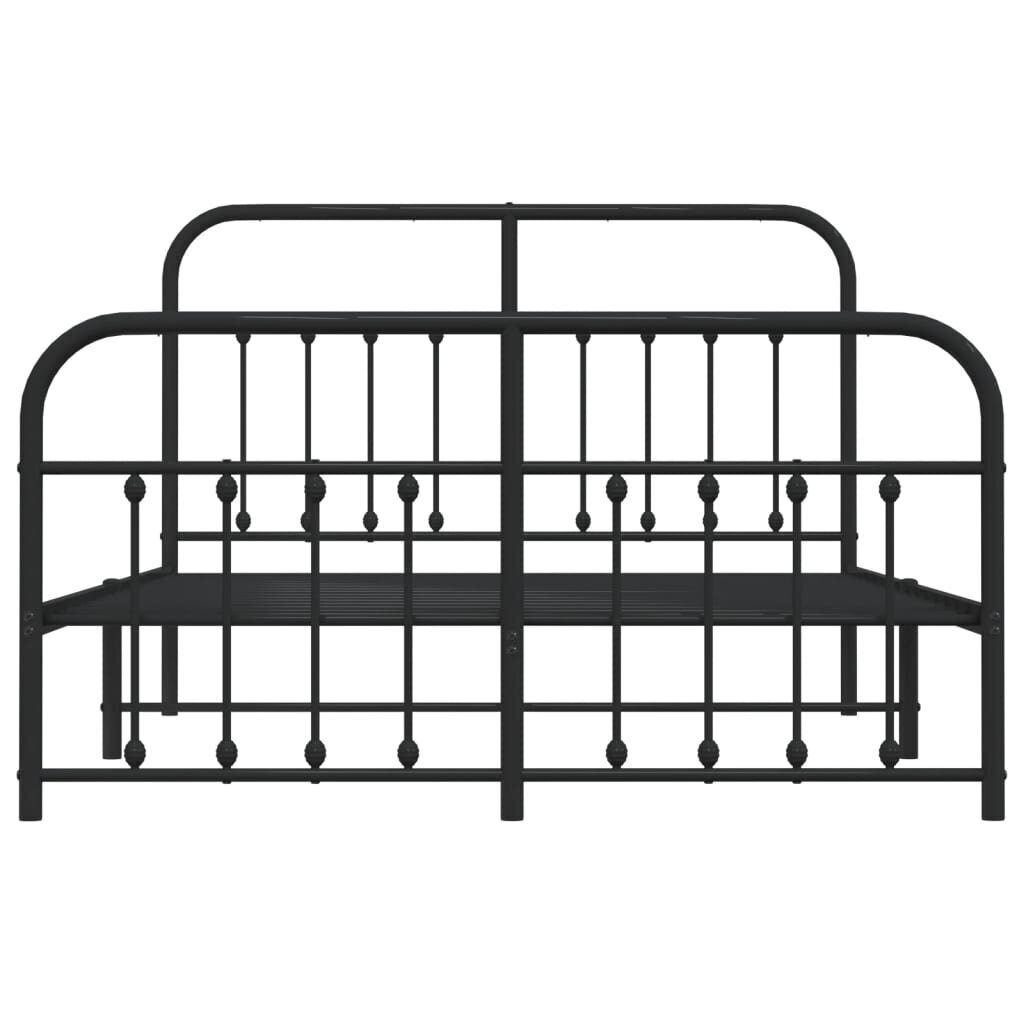 vidaXL Metallinen sängynrunko päädyillä musta 140x190 cm hinta ja tiedot | Sängyt | hobbyhall.fi