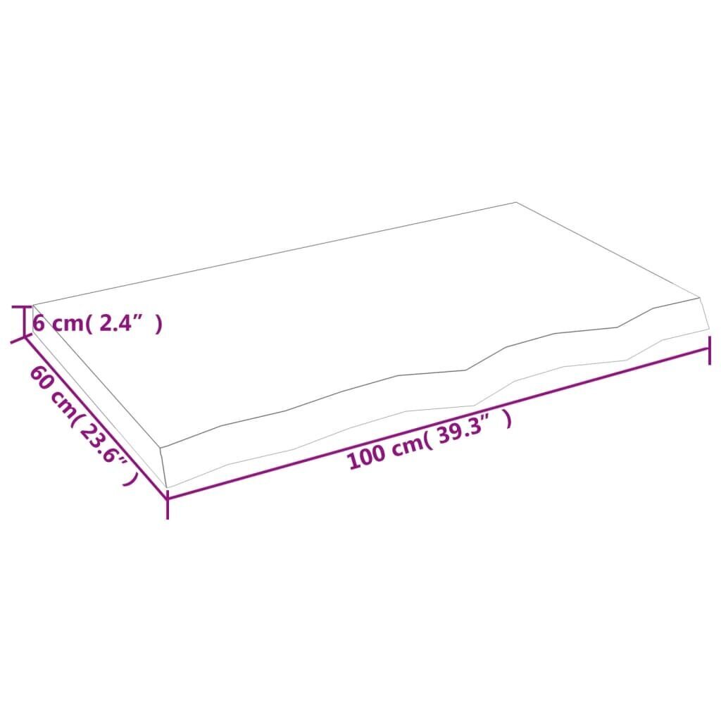 vidaXL Seinähylly 100x60x(2-6) cm käsittelemätön täysi tammi hinta ja tiedot | Hyllyt | hobbyhall.fi