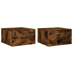 vidaXL Seinäkiinnitettävät yöpöydät 2 kpl savutammi 35x35x20 cm hinta ja tiedot | Yöpöydät | hobbyhall.fi