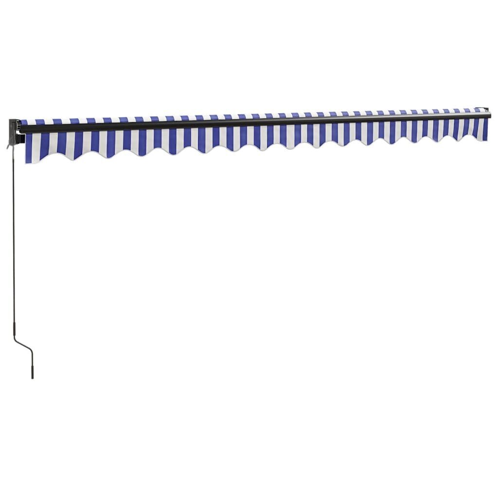 vidaXL Sisäänkelattava markiisi sinivalkoinen 4x3 m kangas/alumiini hinta ja tiedot | Aurinkovarjot ja markiisit | hobbyhall.fi