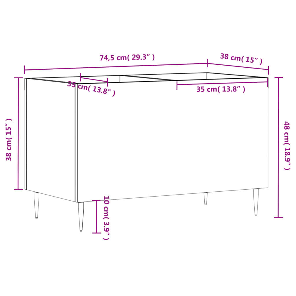 vidaXL LP-levyjen säilytyskaappi korkeakiilto valk. 74,5x38x48 cm puu hinta ja tiedot | Olohuoneen kaapit ja lipastot | hobbyhall.fi