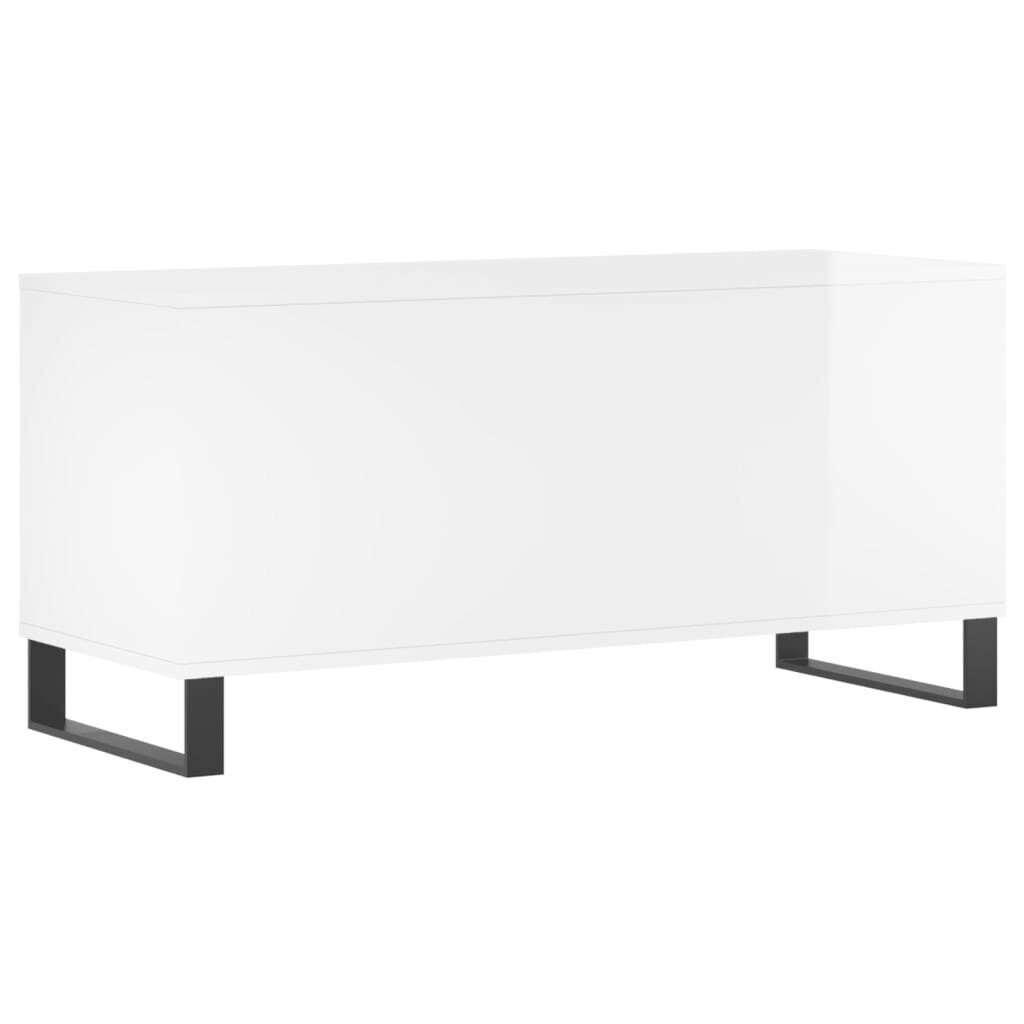 vidaXL LP-levyjen säilytyskaappi korkeakiilto valk. 100x38x48 cm puu hinta ja tiedot | Olohuoneen kaapit ja lipastot | hobbyhall.fi