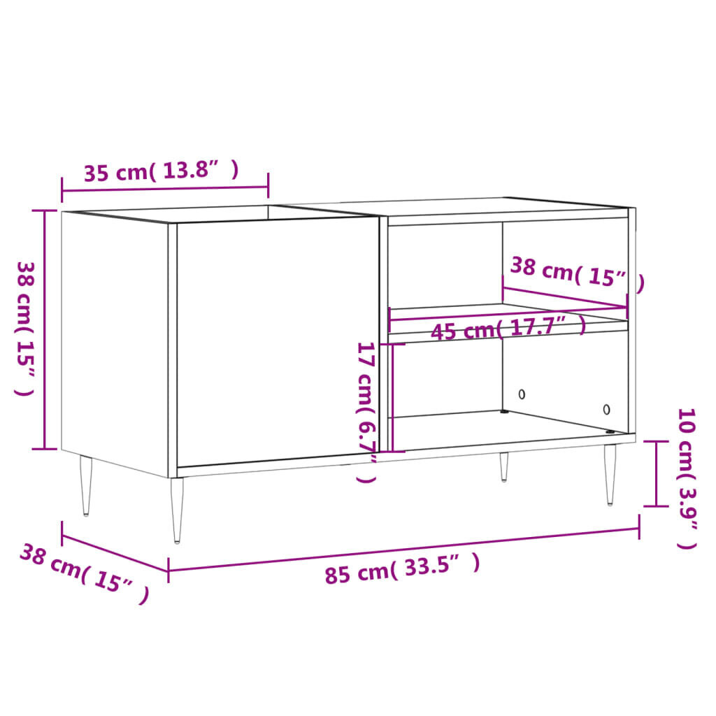 vidaXL LP-levyjen säilytyskaappi korkeakiilto valk. 85x38x48 cm puu hinta ja tiedot | Olohuoneen kaapit ja lipastot | hobbyhall.fi